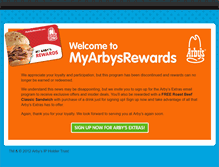 Tablet Screenshot of myarbysrewards.com